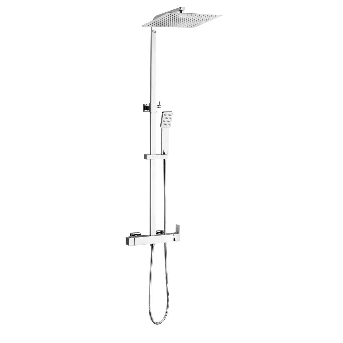 YS34185 Neliön muotoinen suihkupylväs, sadesuihkupylväs suihkuhanalla, korkeussäädettävä;