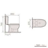 YS22207S 2-osainen keraaminen wc, tiiviisti kytketty S-trap-wc;