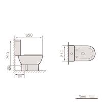 YS22215S Retrodesign 2-osainen keraaminen wc, tiiviisti kytketty P-trap-wc;