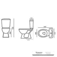 YS22221S Retrodesign 2-osainen keraaminen wc, tiiviisti kytketty P-trap-wc;