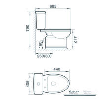 YS22262P 2-osainen keraaminen wc, P-trap-wc;