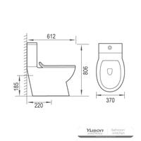 YS22270P 2-osainen reunaton keraaminen wc, P-trap-wc;