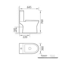 YS22274 2-osainen reunaton keraaminen wc, P-trap-wc;