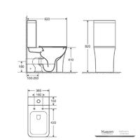YS22291P2 2-osainen reunaton keraaminen wc, P-trap-wc;