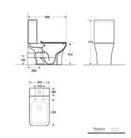 YS22291P 2-osainen reunaton keraaminen wc, P-trap-wc;