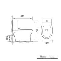 YS22292 2-osainen reunaton keraaminen wc, P-trap-wc;