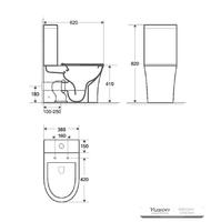 YS22294P2 2-osainen reunaton keraaminen wc, P-trap-wc;
