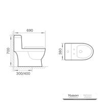 YS24253 Yksiosainen keraaminen wc, sifoninen;
