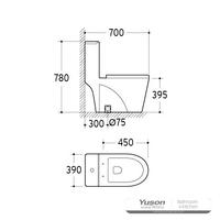 YS24283 Yksiosainen keraaminen wc, sifoninen;