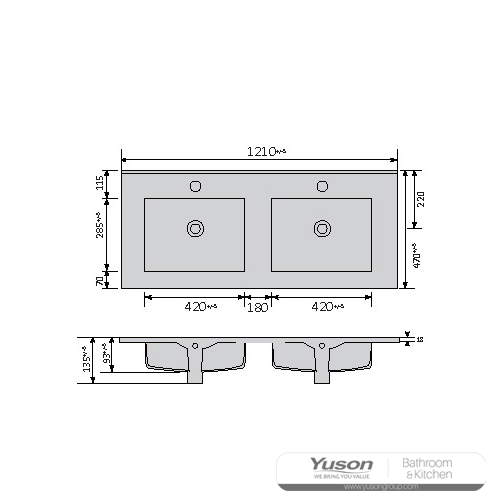 YS27295-120D Keraaminen kaappiallas, turhamaisuusallas, wc-allas;