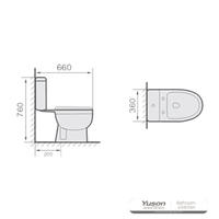 YS22206S 2-osainen keraaminen wc, tiiviisti kytketty S-trap pesukäymälä;